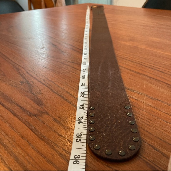 Size Small Garuglieri Leather Belt with Studs and Brass Hardware - Picture 4 of 6